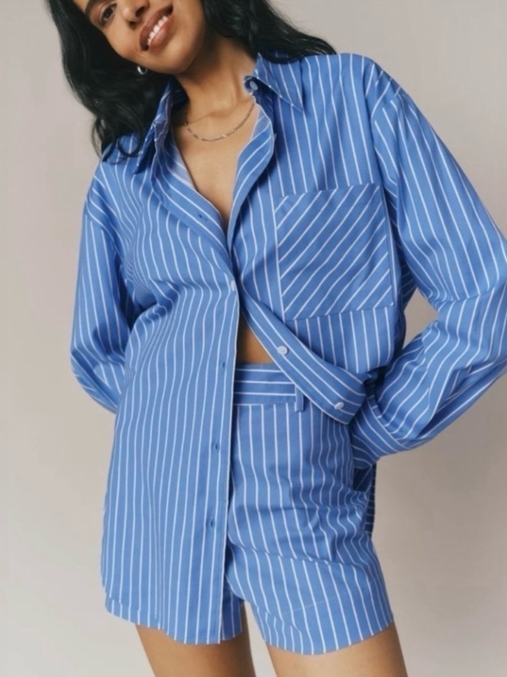 EUC Reformation On Trend Timeless Coastal Chic Blue & White Striped Willow Short - Picture 6 of 10